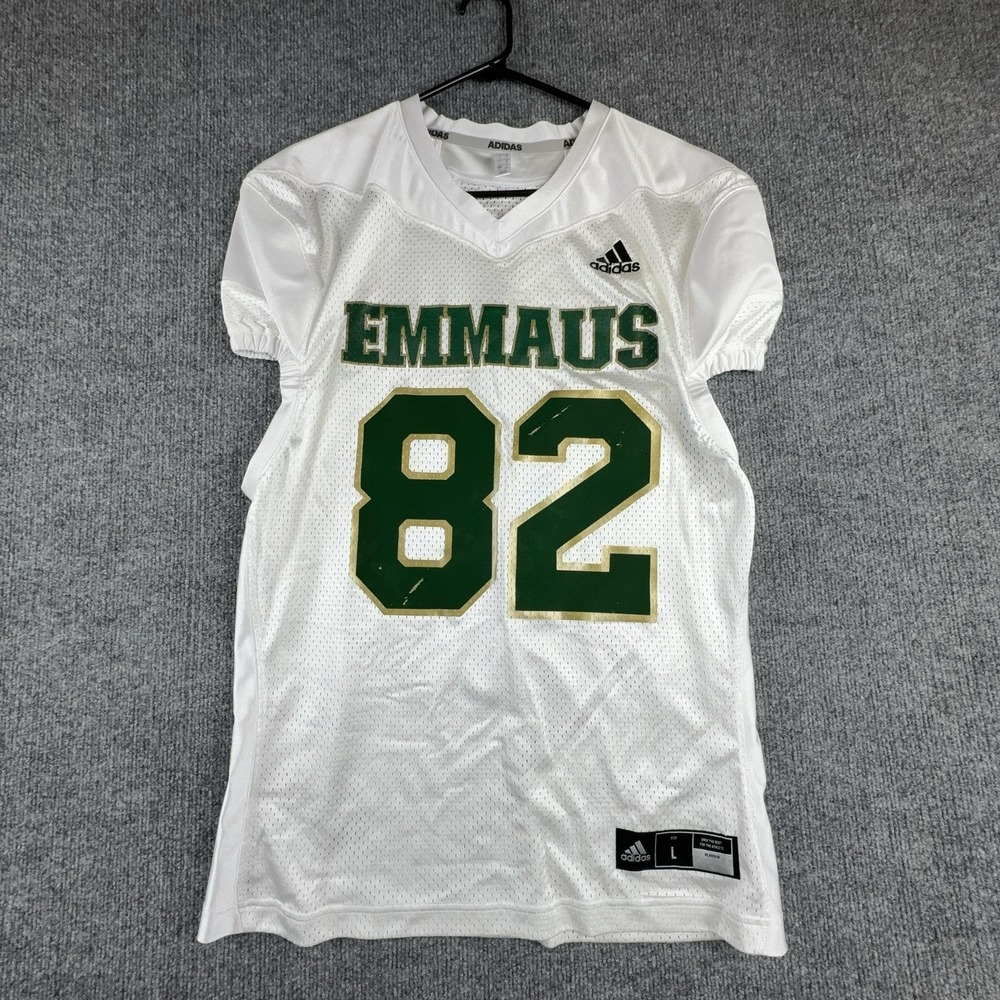 Emmaus Football Jersey Mens Large White Green Mesh #82 Adidas Practice